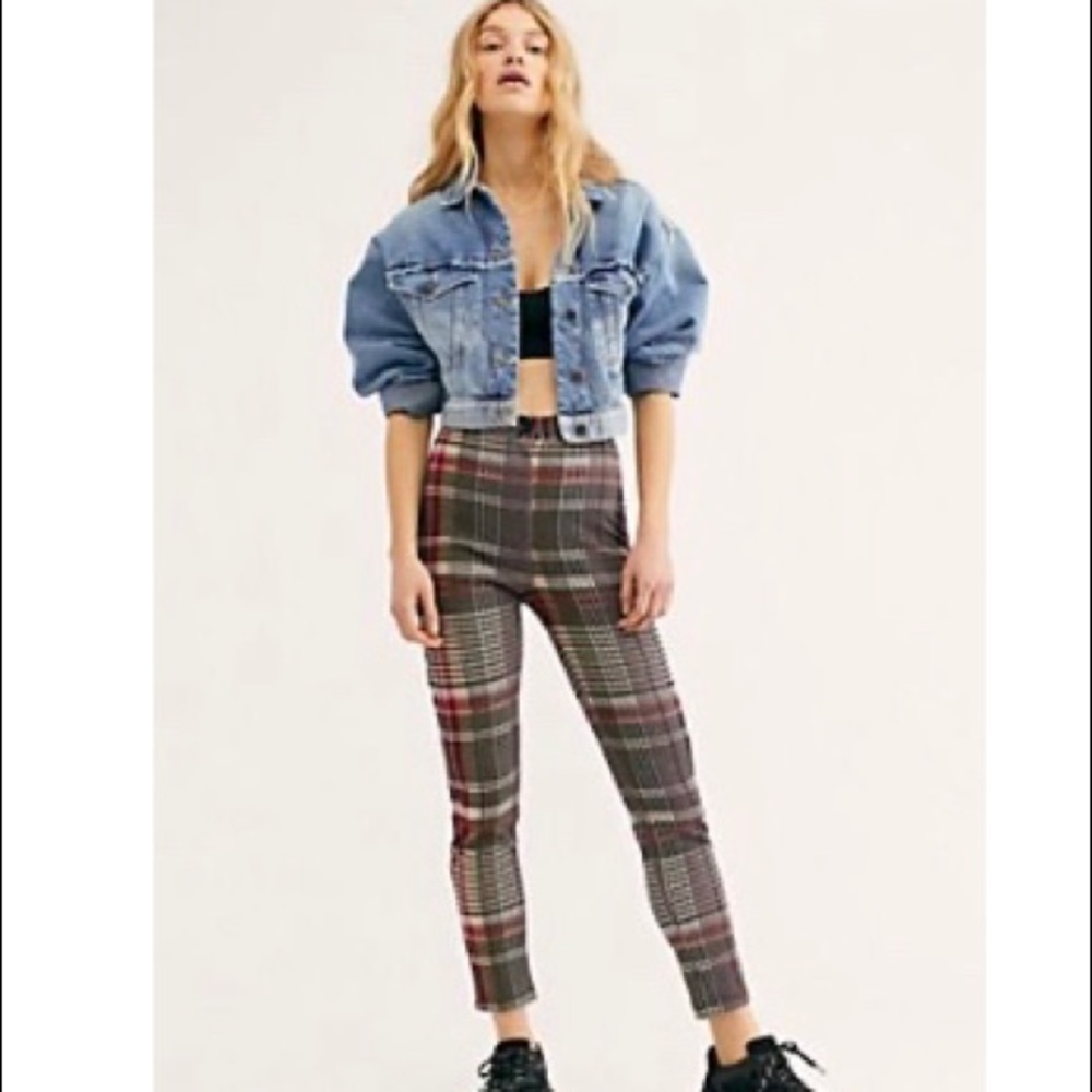 Freepeople plaid crop pants